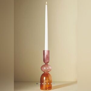 Elegant Pink and Orange Glass Candle Holder